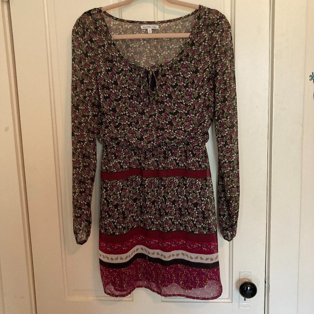 Charlotte Russe Black and Purple Floral Print Dress